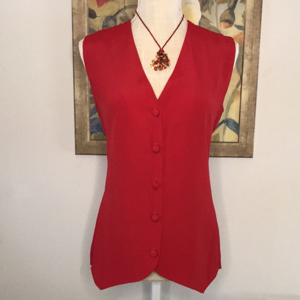 Vintage  90’s  Red Button Down Vest Size 8